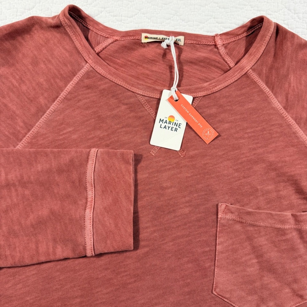 MARINE LAYER Marsala Custom Garment Dye Vintage Heavy Slub Raglan‎ LS Shirt XXL